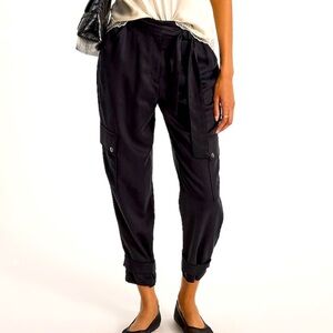 Express Black High-Waisted Belted Cargo Joggers